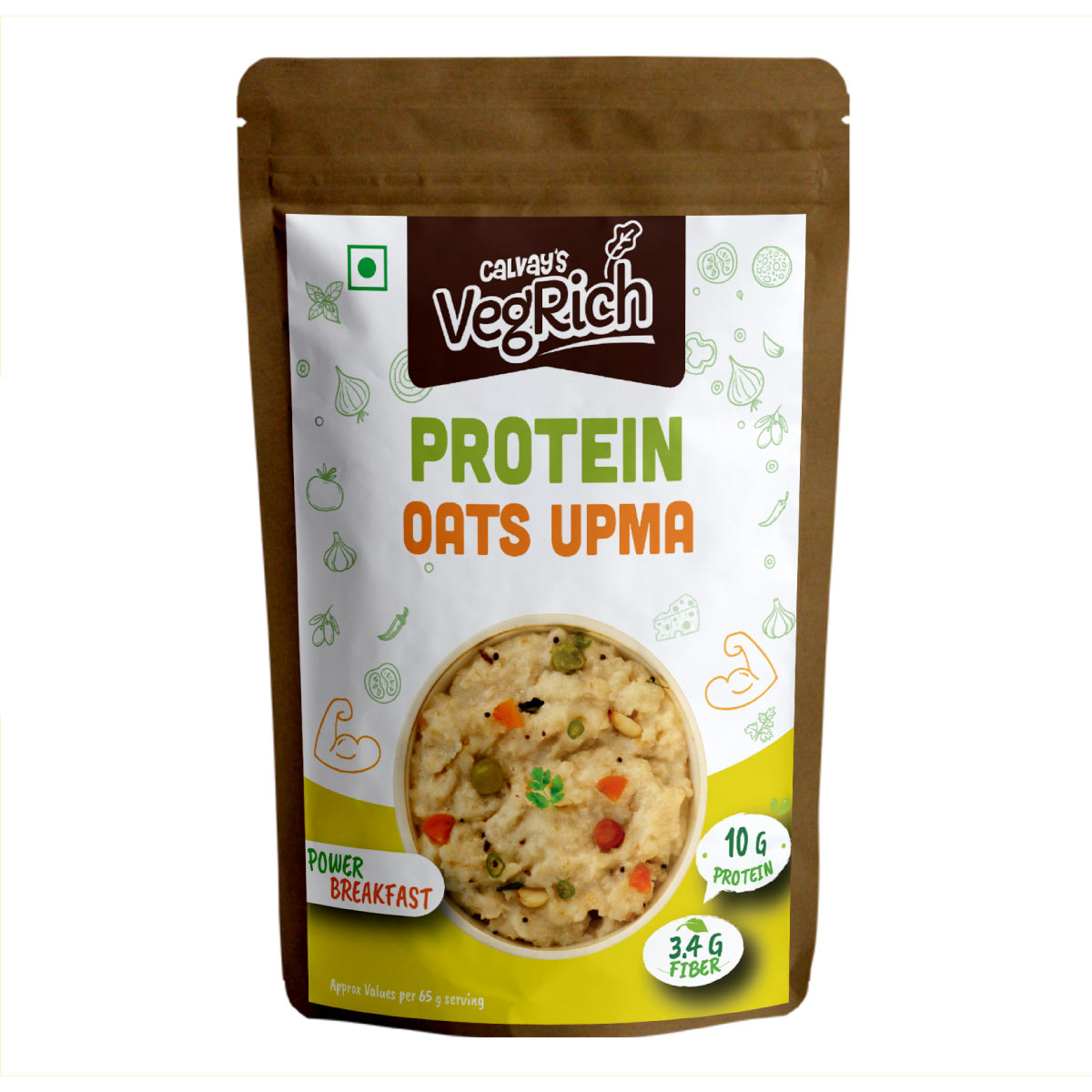calvays protein oats upma front view white background