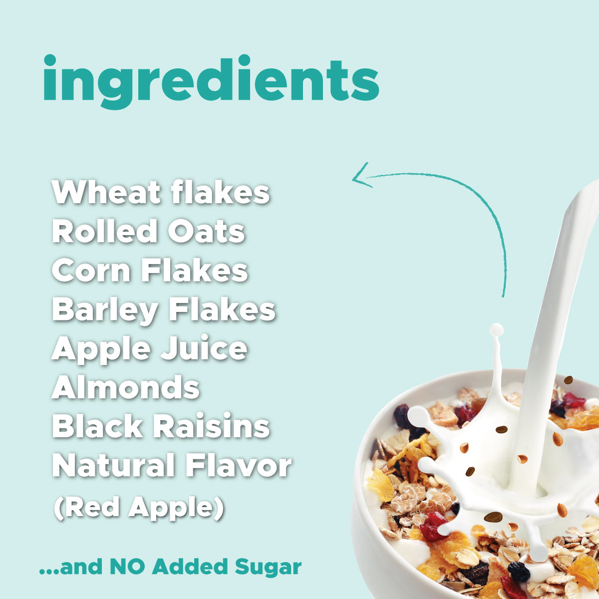 Image of ingredients of Diabetic friendly muesli calvays zero sugar muesli almond and raisins 