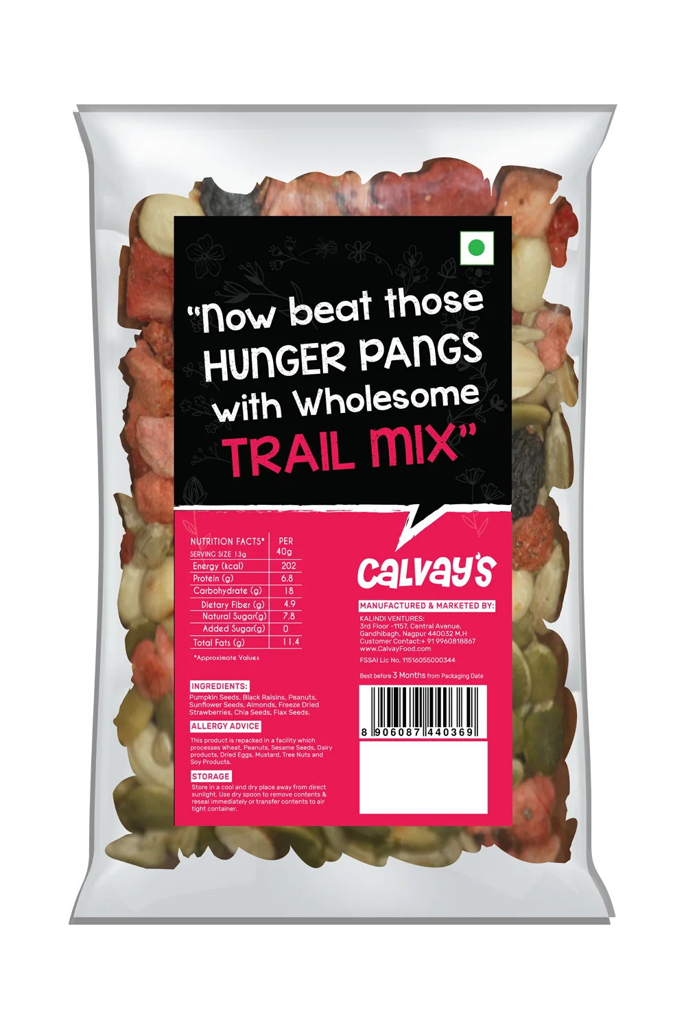 Calvay's High Protein Trail Mix- Strawberry Back 