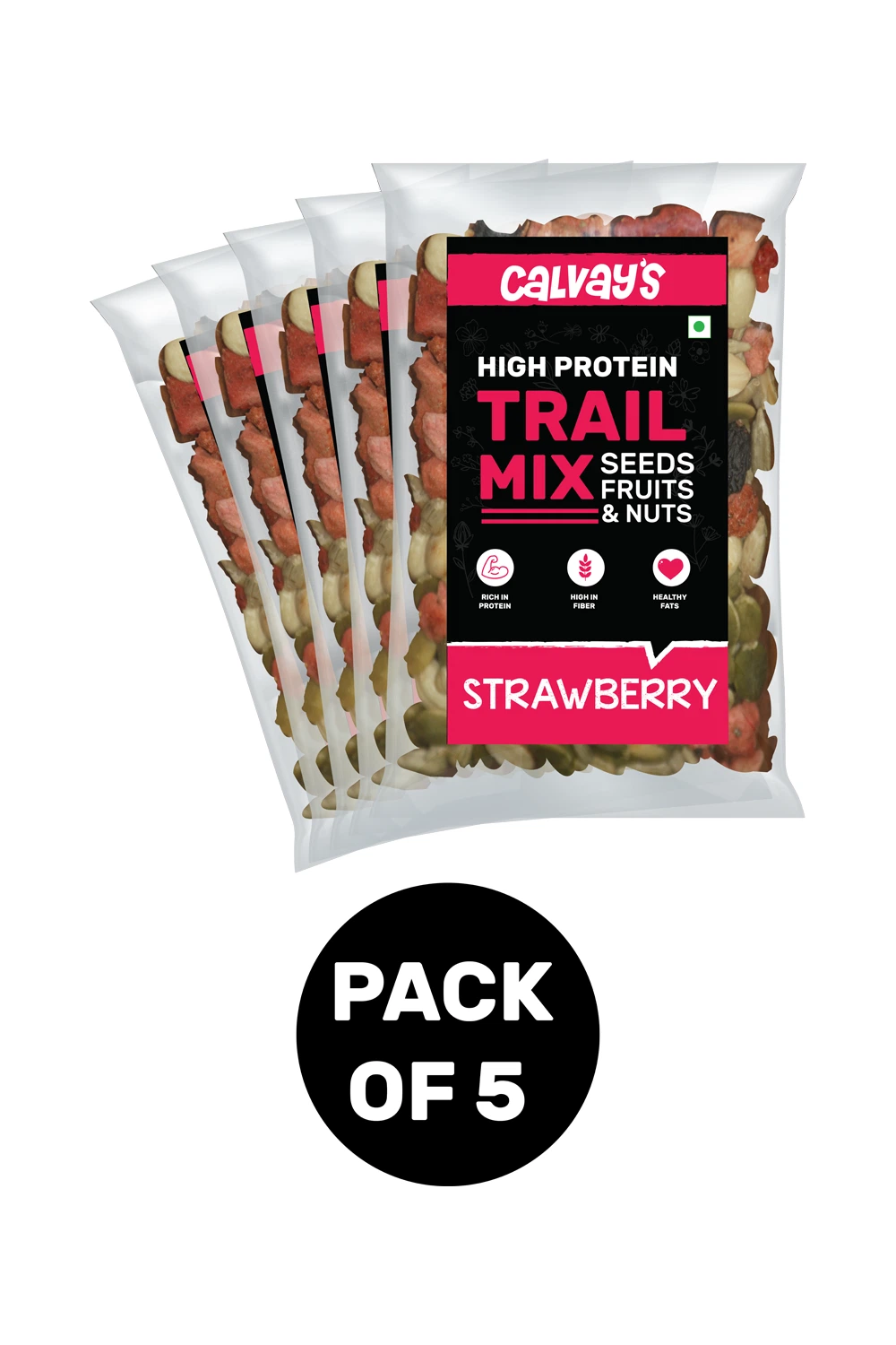 Calvay's High Protein Trail Mix - Strawberry- Pack of 5